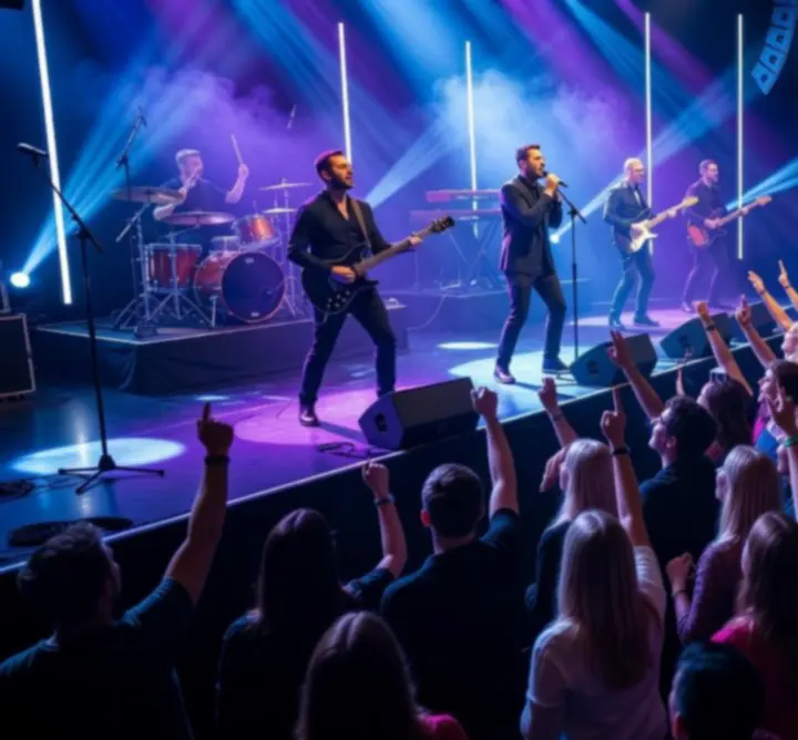 Élő koncert színpaddal és lelkes közönséggel