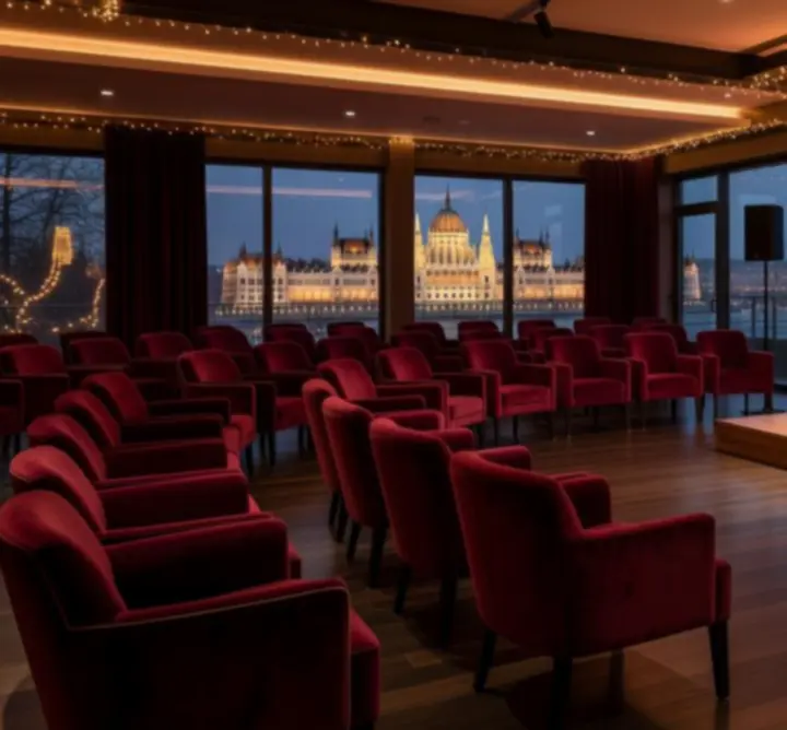 Modern, hangulatos stand-up rendezvényhelyszín belső tere